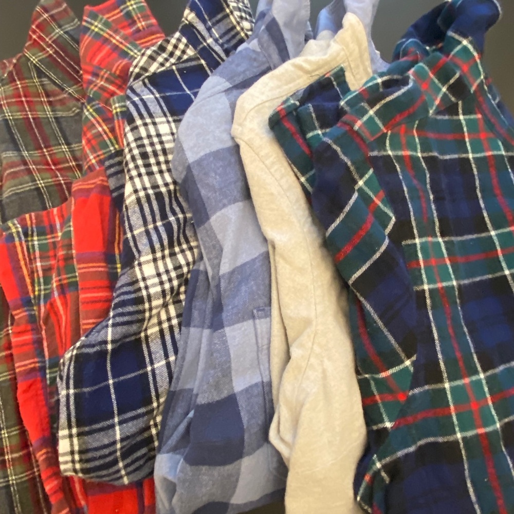Six LL Bean Womens Flannel Shirts Petite XL